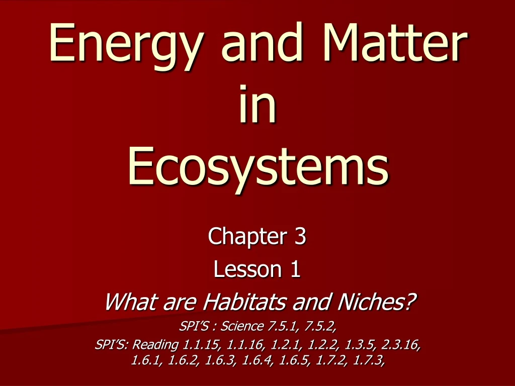 energy and matter in ecosystems