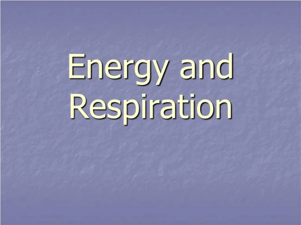 Energy and Respiration