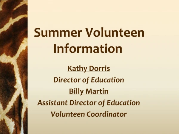 Summer Volunteen Information