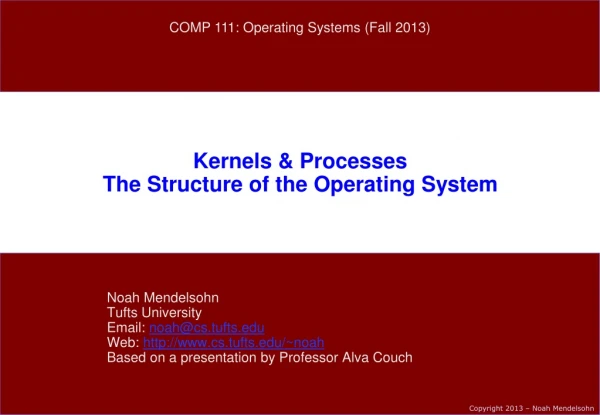 Kernels &amp; Processes The Structure of the Operating System