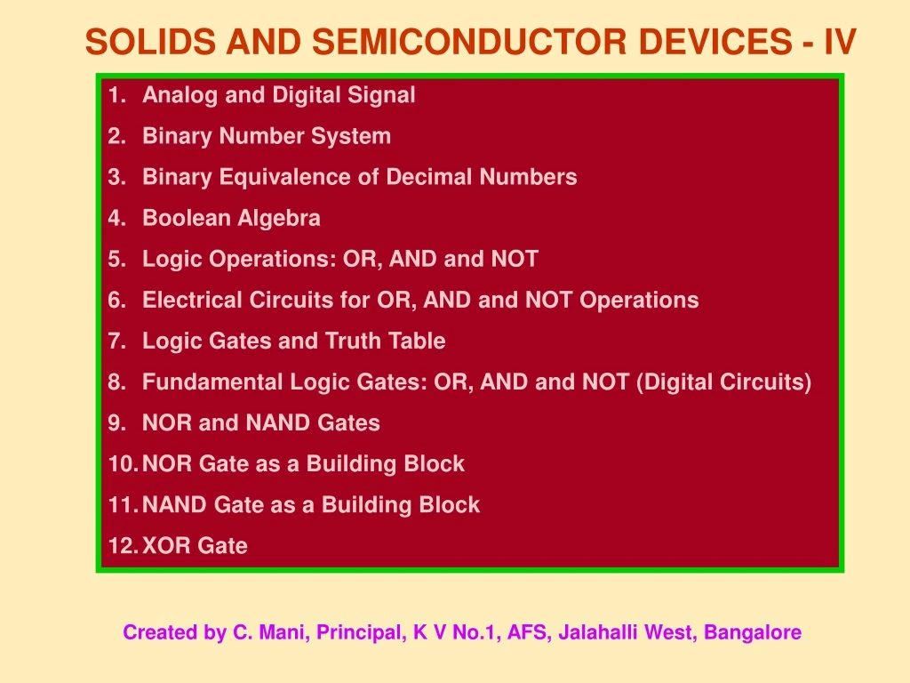 solids and semiconductor devices iv