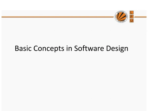 Basic Concepts in Software Design