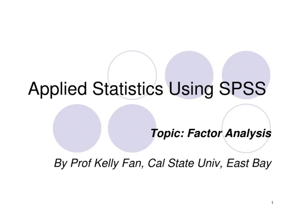 Applied Statistics Using SPSS