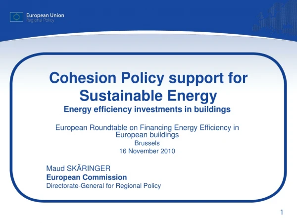 Cohesion Policy support for Sustainable Energy