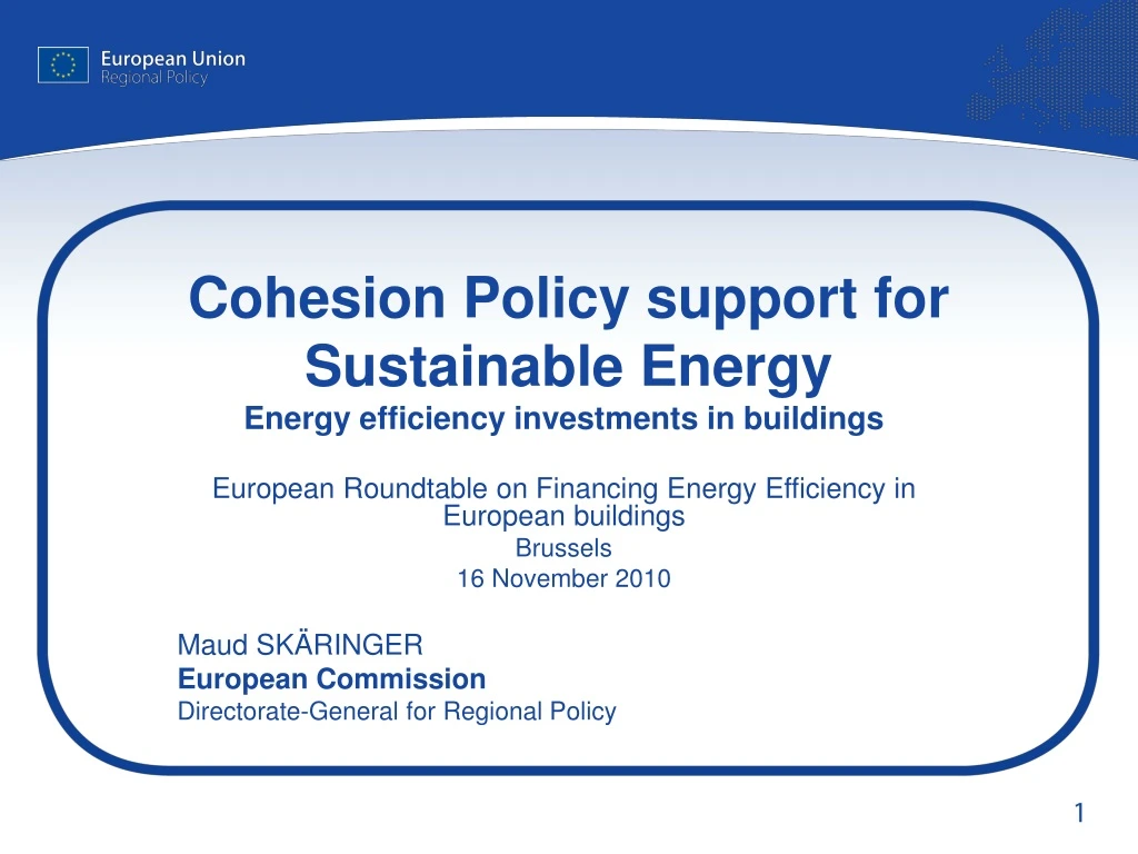 cohesion policy support for sustainable energy