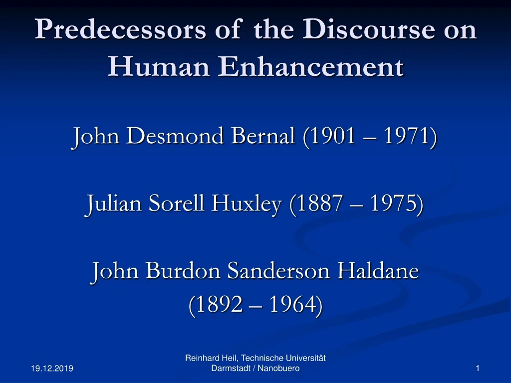 predecessors of the discourse on human enhancement