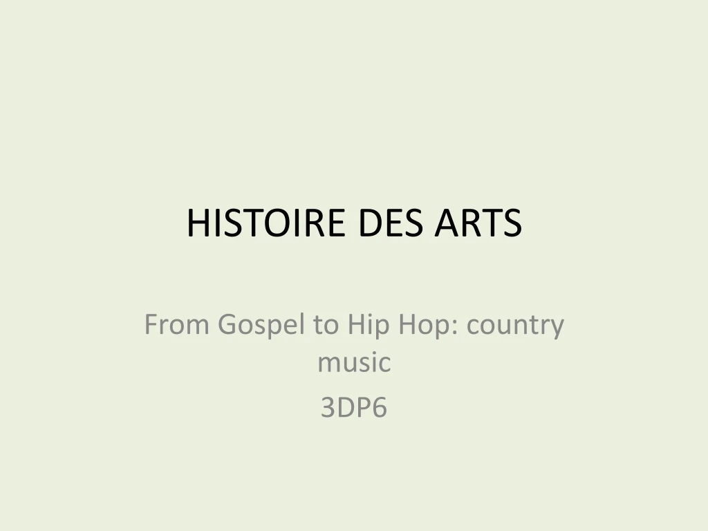 histoire des arts