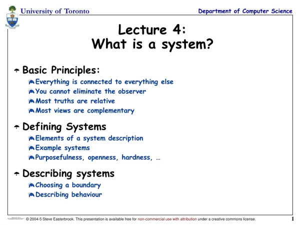 Lecture 4: What is a system?