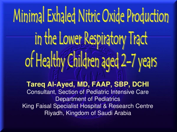 Tareq Al-Ayed, MD, FAAP, SBP, DCHI Consultant, Section of Pediatric Intensive Care