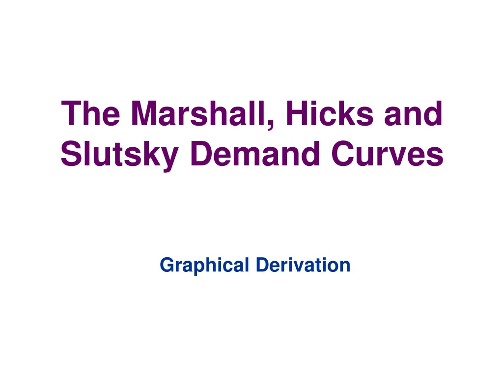the marshall hicks and slutsky demand curves