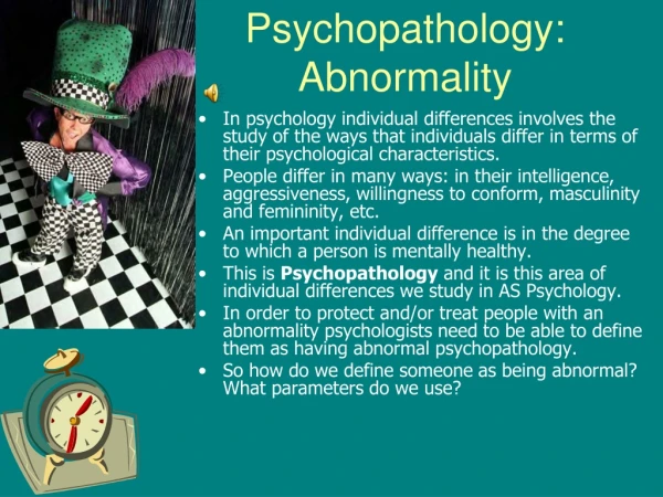 Psychopathology: Abnormality