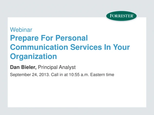 Webinar Prepare For Personal Communication Services In Your Organization