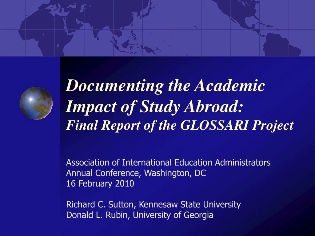 documenting the academic impact of study abroad final report of the glossari project