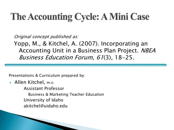 The  Accounting Cycle: A Mini Case