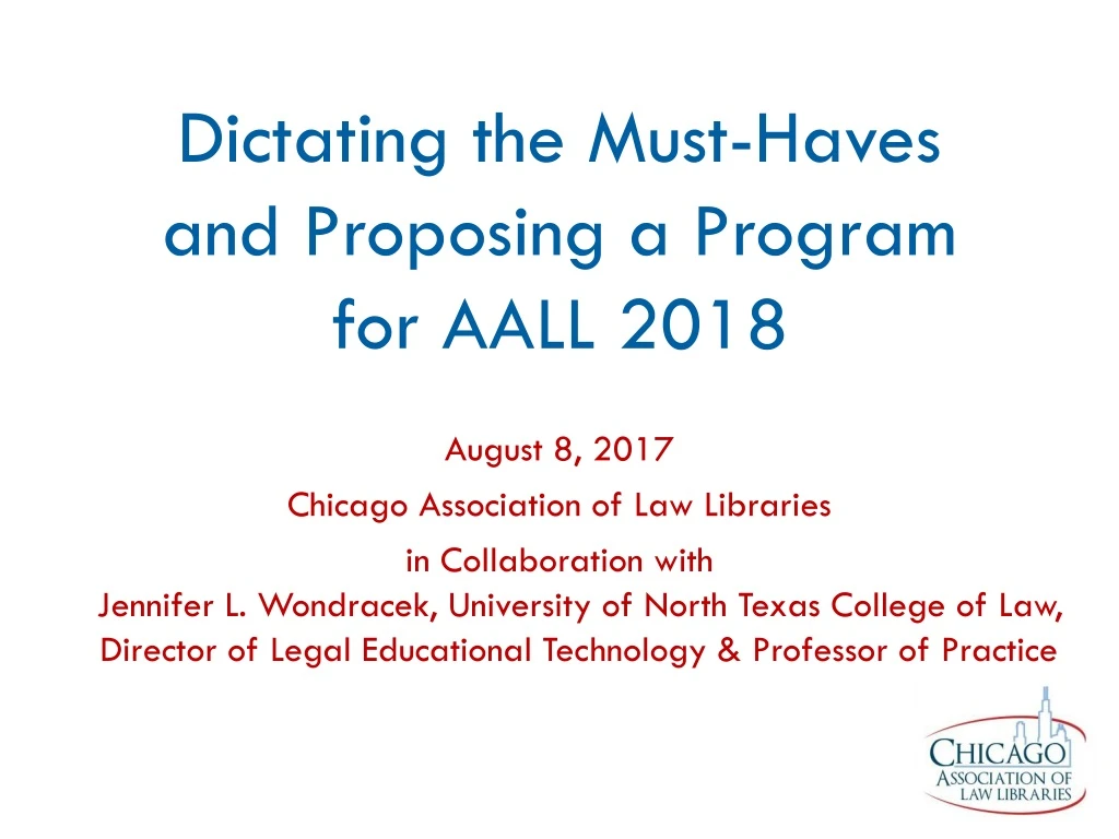 dictating the must haves and proposing a program for aall 2018