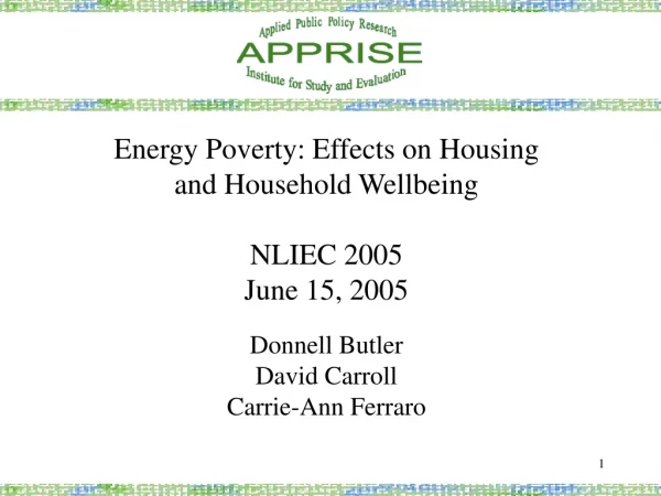 Energy Poverty: Effects on Housing  and Household Wellbeing NLIEC 2005 June 15, 2005