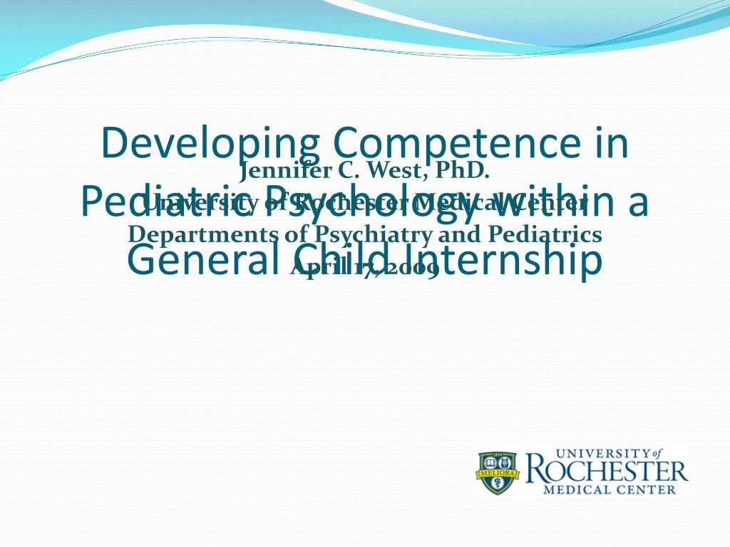 developing competence in pediatric psychology within a general child internship