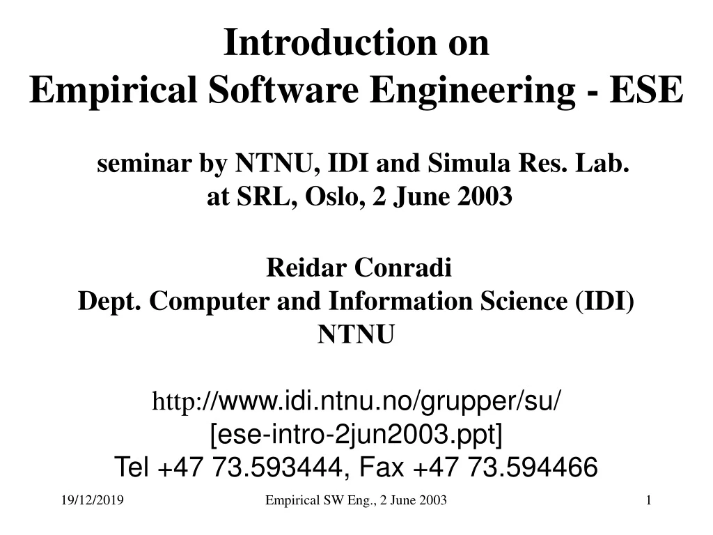 introduction on empirical software engineering