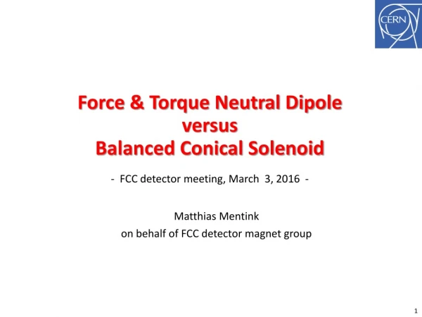 Matthias Mentink  on behalf of FCC detector magnet group