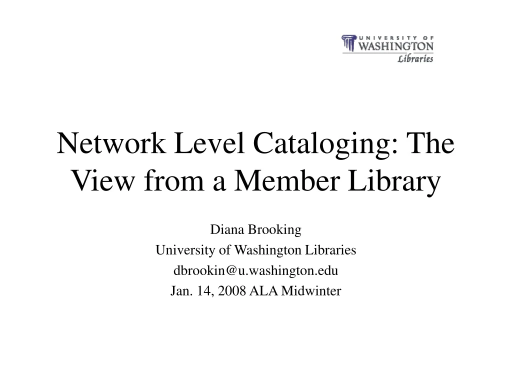network level cataloging the view from a member library
