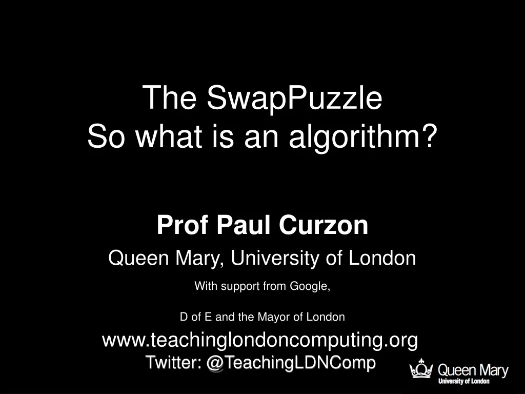 the swappuzzle so what is an algorithm