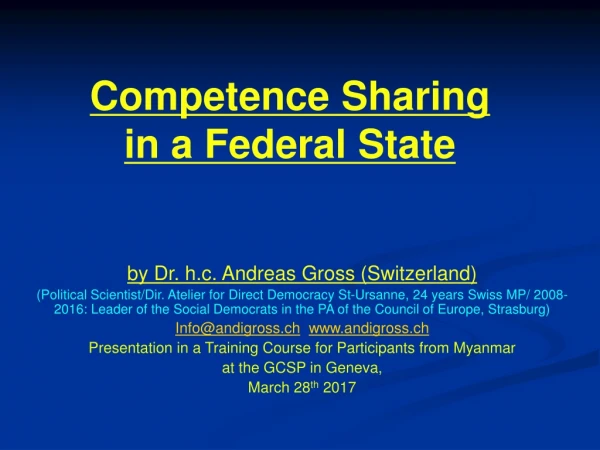 Competence Sharing  in a Federal State
