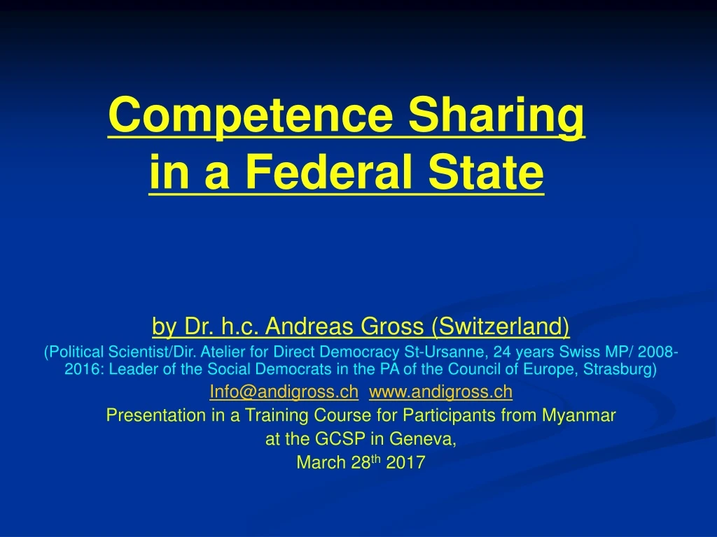 competence sharing in a federal state