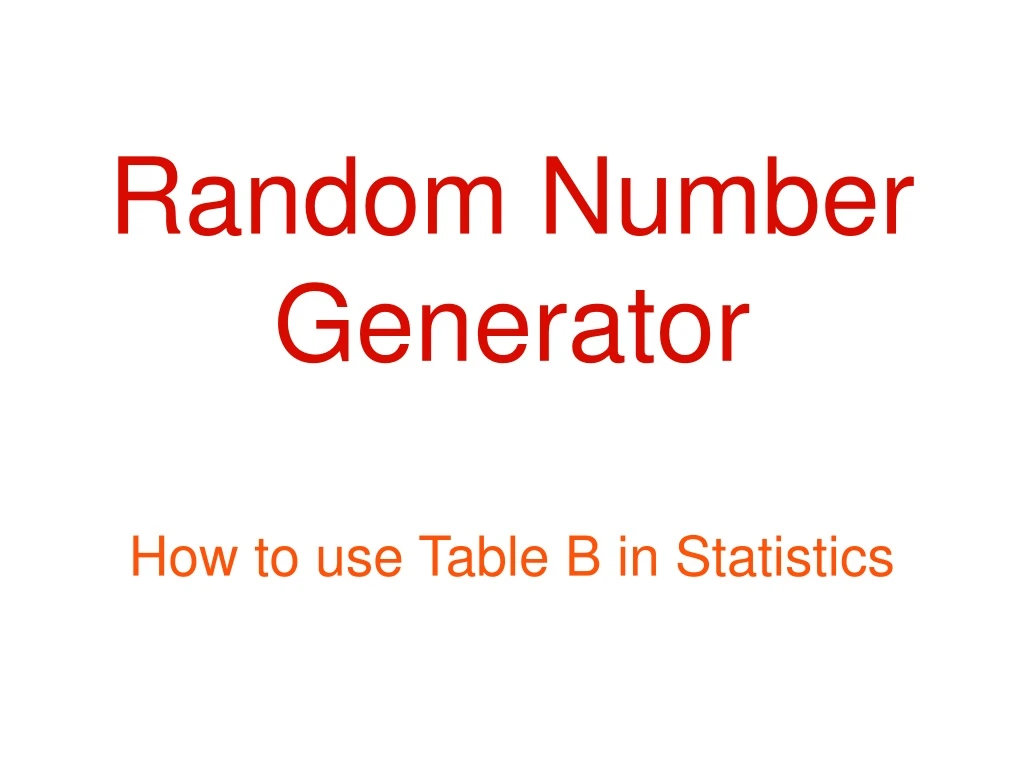 random number generator