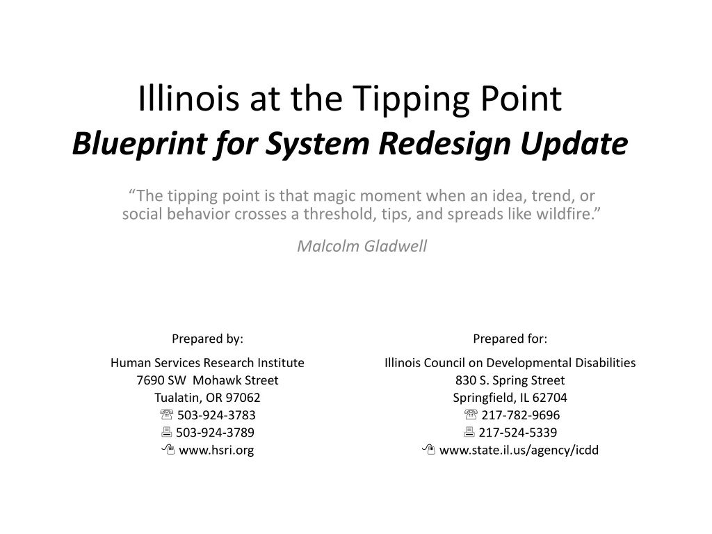 illinois at the tipping point blueprint for system redesign update