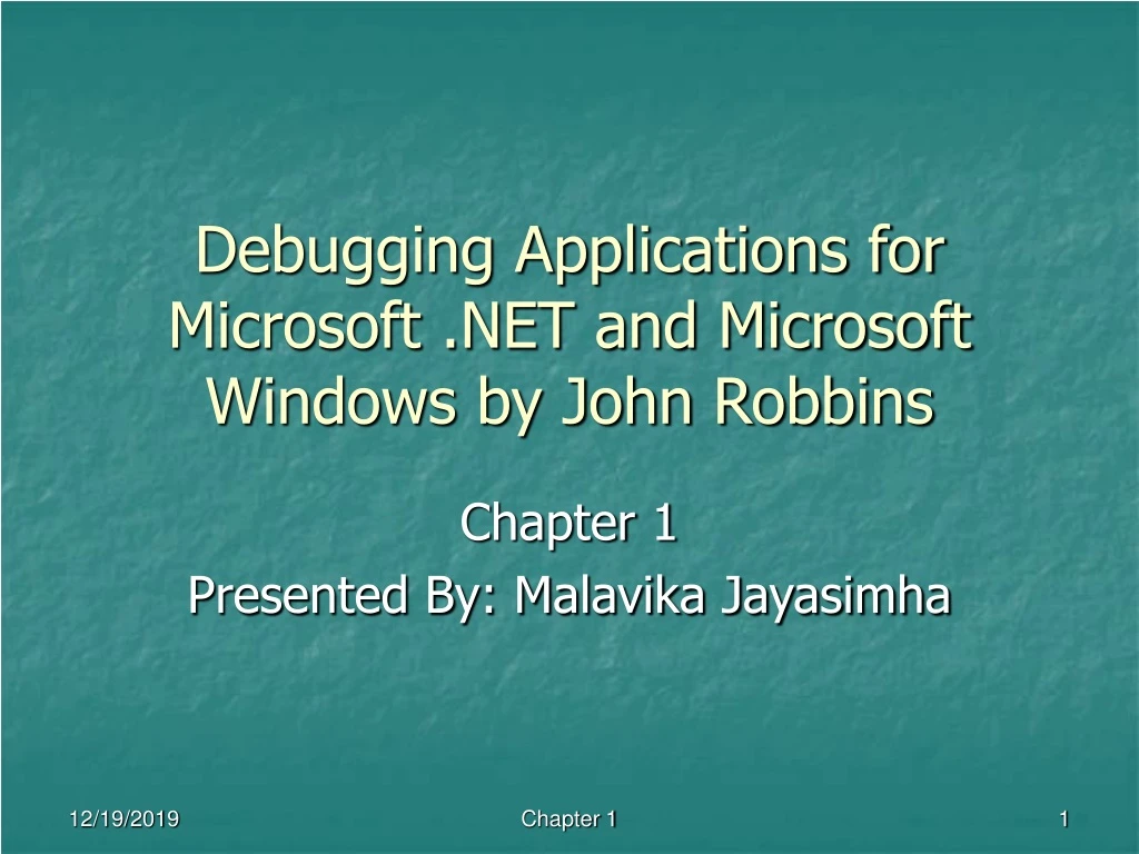 debugging applications for microsoft net and microsoft windows by john robbins