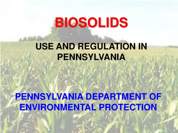 BIOSOLIDS USE AND REGULATION IN PENNSYLVANIA