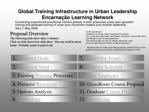 Global Training Infrastructure in Urban Leadership Encarnação Learning Network