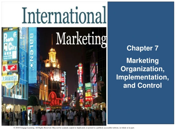 Chapter 7 Marketing Organization, Implementation, and Control
