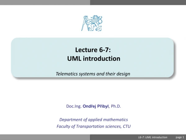 Lecture  6-7 : UML introduction