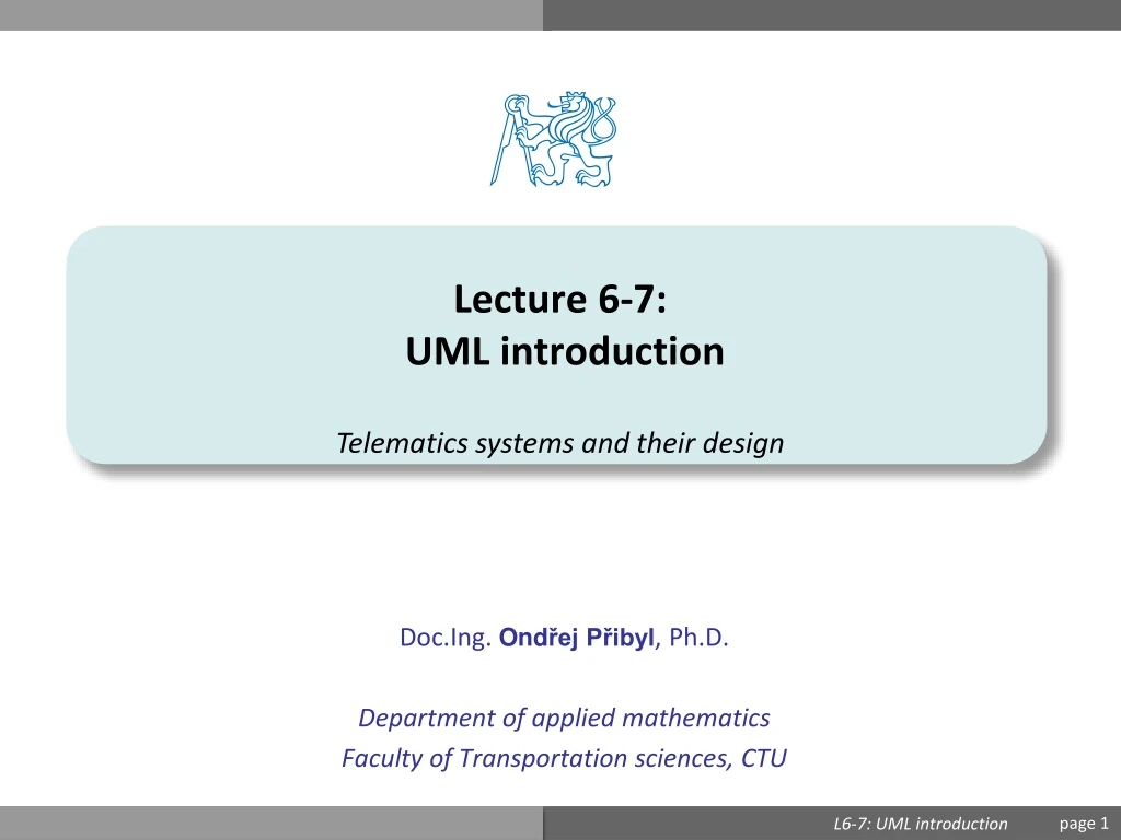 lecture 6 7 uml introduction