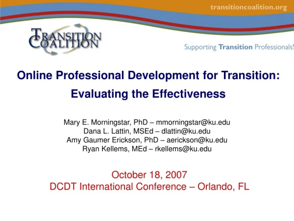 Online Professional Development for Transition: Evaluating the Effectiveness