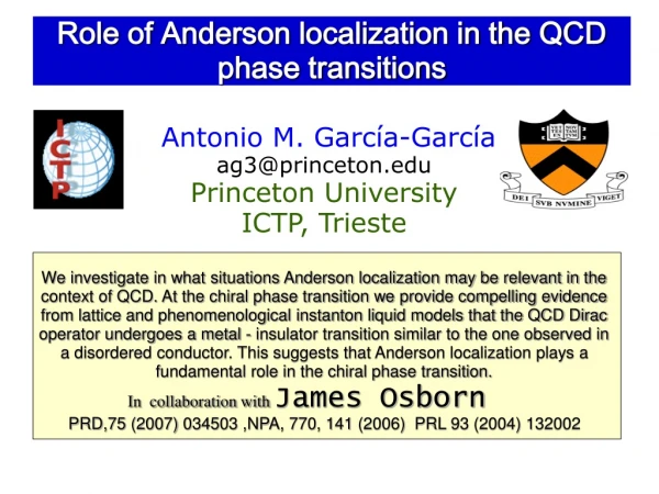 Role of Anderson localization in the QCD phase transitions