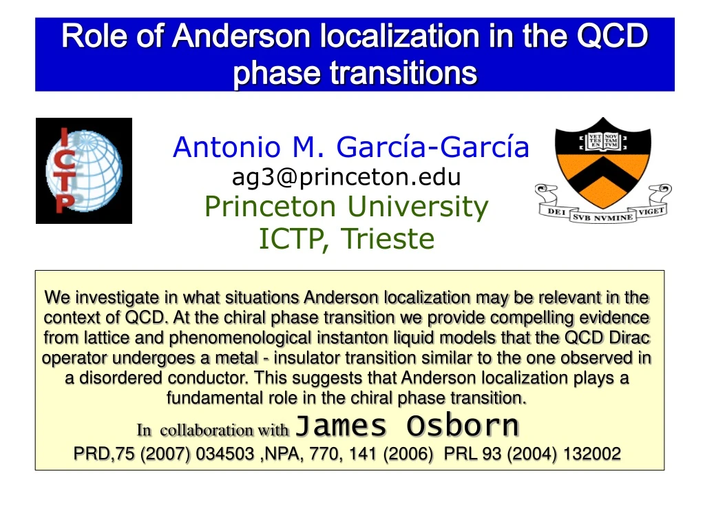 role of anderson localization in the qcd phase
