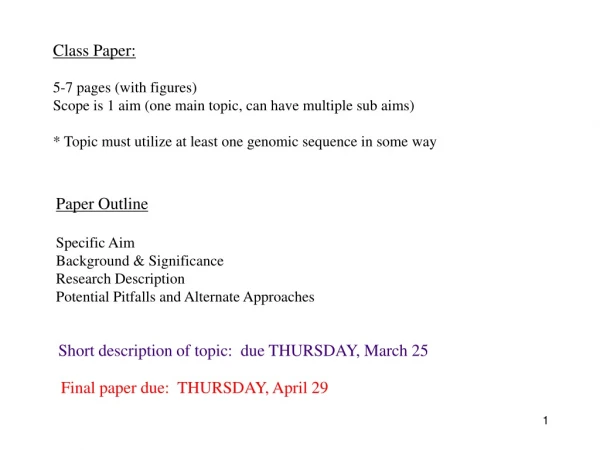 Paper Outline Specific Aim Background &amp; Significance Research Description