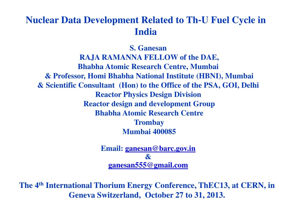 nuclear data development related to th u fuel