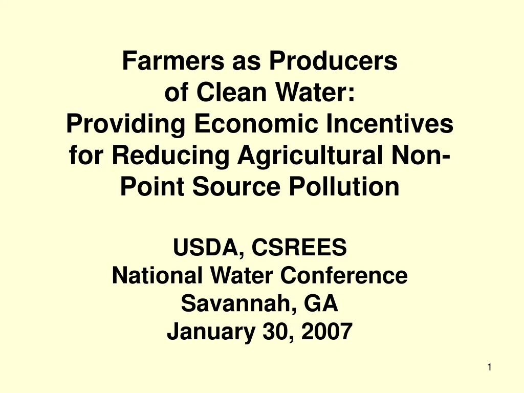 farmers as producers of clean water providing