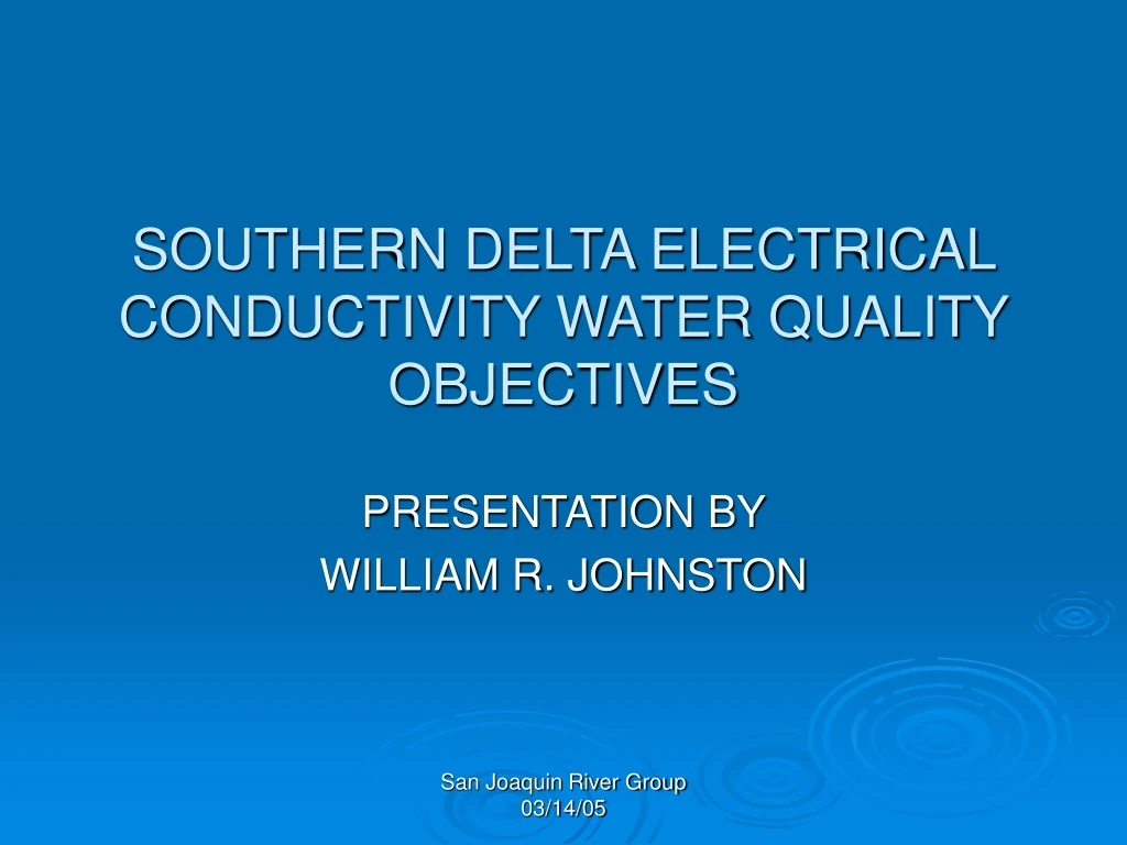 southern delta electrical conductivity water quality objectives