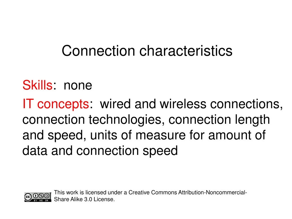 connection characteristics
