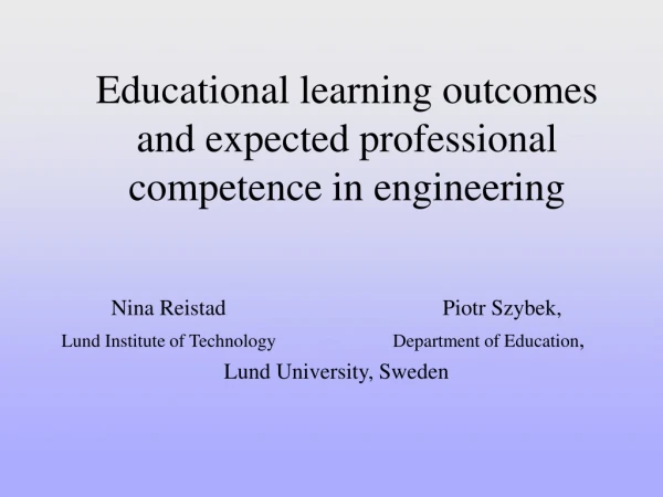 Educational learning outcomes and expected professional competence in engineering