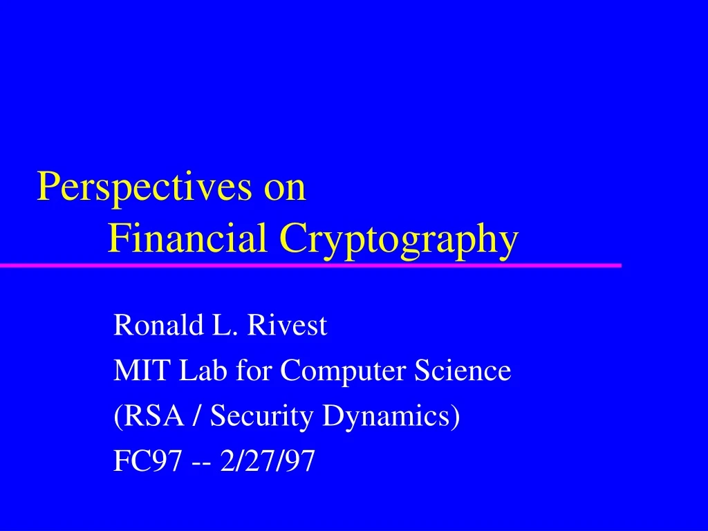 perspectives on financial cryptography