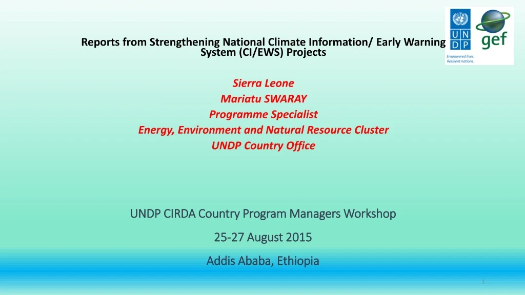undp cirda country program managers workshop 25 27 august 2015 addis ababa ethiopia