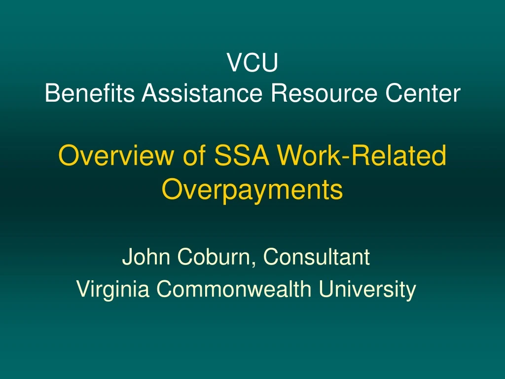 vcu benefits assistance resource center overview of ssa work related overpayments