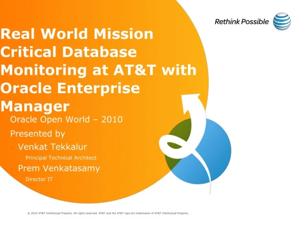 Real World Mission Critical Database Monitoring at AT&amp;T with Oracle Enterprise  Manager