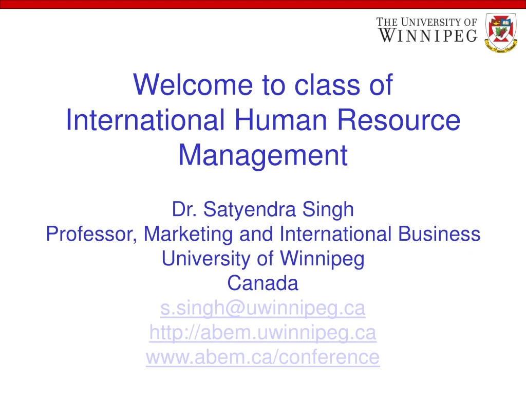 welcome to class of international human resource