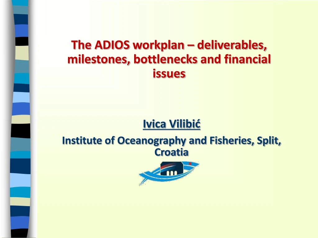 the adios workplan deliverables milestones